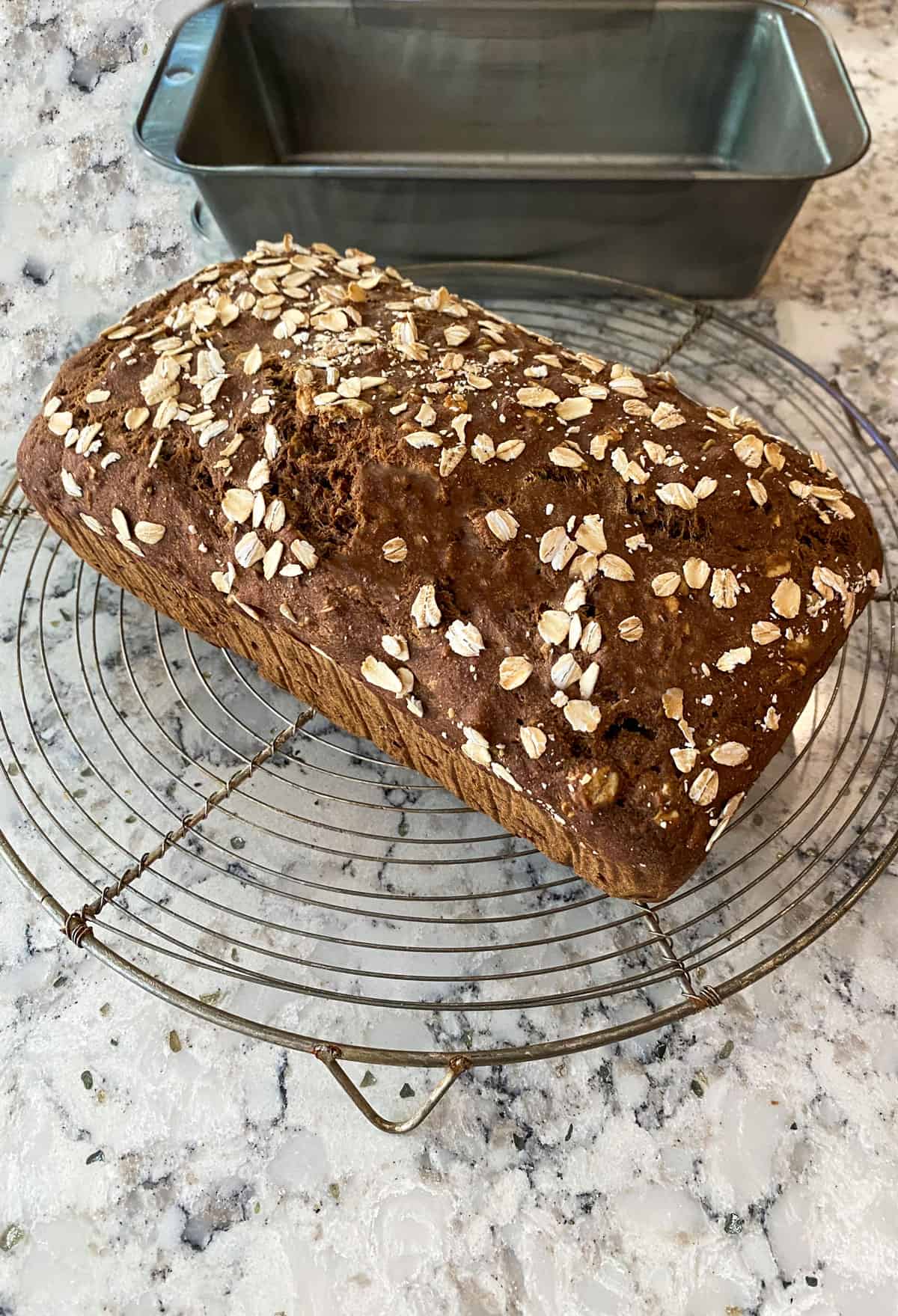 brown bread on cooling rack