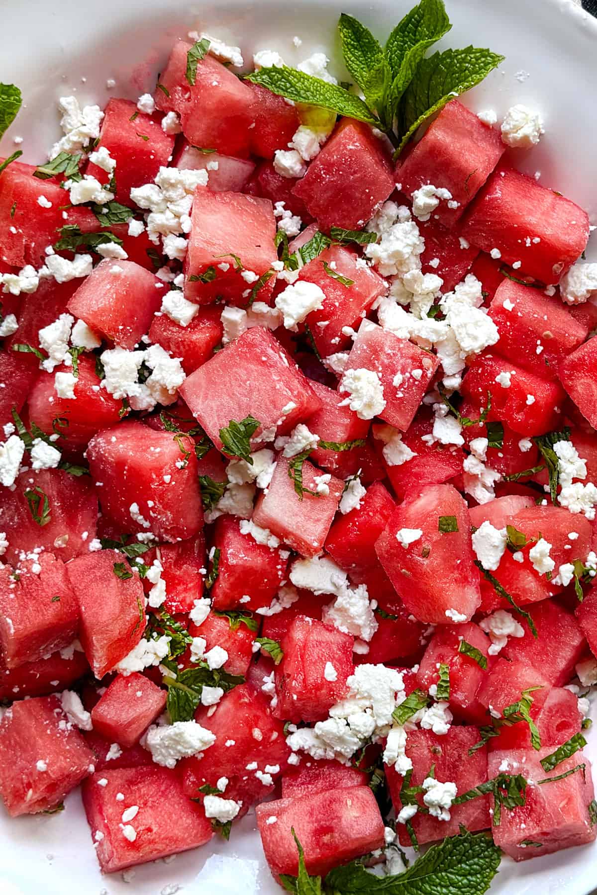 watermelon salad with mint and feta